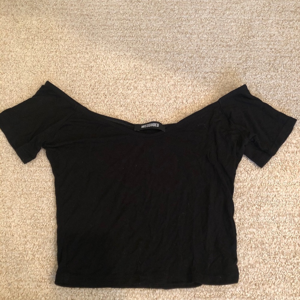 Missguided black off the shoulder crop top